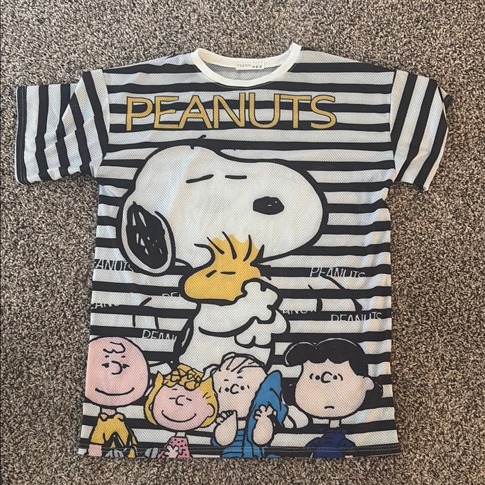 Peanuts Black and White Snoopy Jersey Shirt
